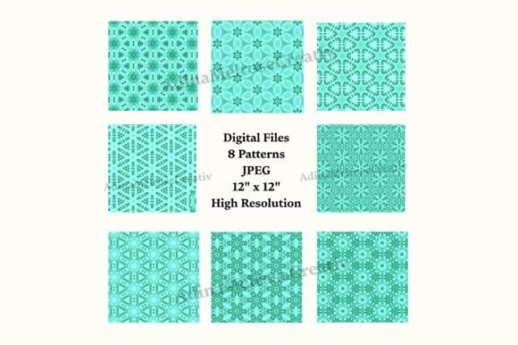 8 Teal Geometric Kaleidoscope Paper
