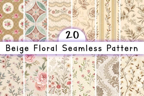 Beige Floral Seamless Pattern Bundle: A Versatile Design Resource