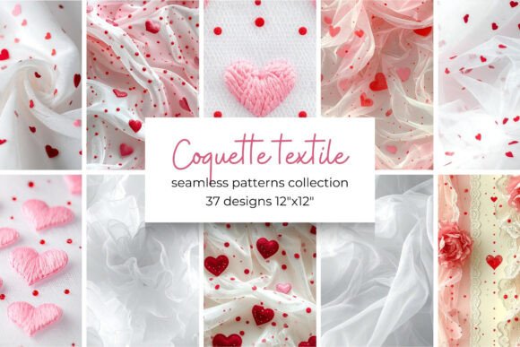 Coquette Textile Digital Paper Bundle and Coquette Textile Valentine Digital Paper Kit – Capturing Timeless Romance