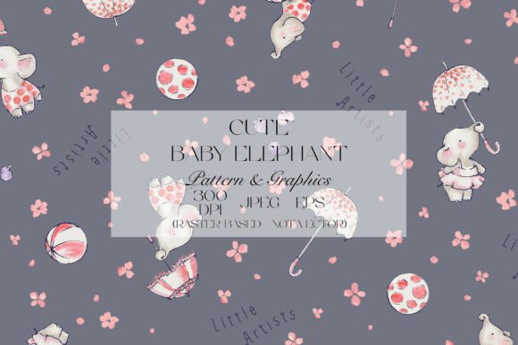 Cute Baby Elephant Seamless Pattern