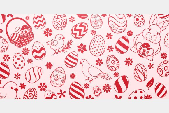 Easter Eggs and Flowers Pattern in Red: A Vibrant Design for Creative Projects