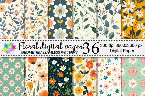 Floral Digital Papers, Seamless Pattern