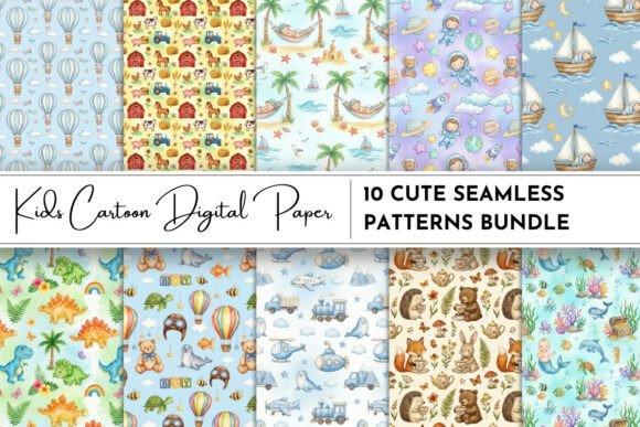Kids Cartoon Digital Paper: A Creative Resource for Modern Designers