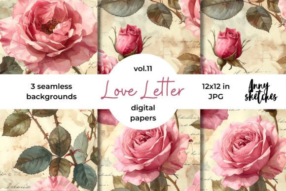 Love Letter Valentine Digital Paper Kit