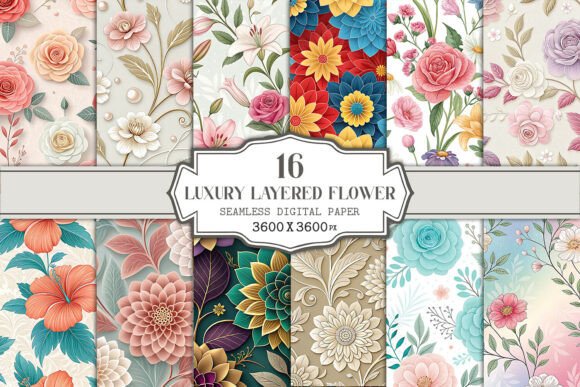 Luxury Layered Flower Seamless Pattern for Creative Professionals