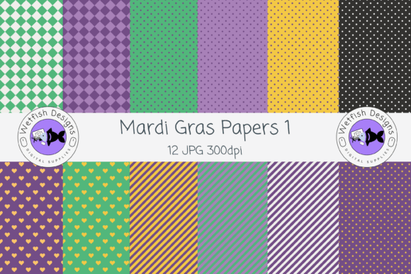 Mardi Gras Seamless Pattern Paper 1
