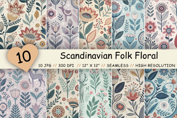 Scandinavian Folk Floral Seamless Pattern: A Creative Resource for Digital Design