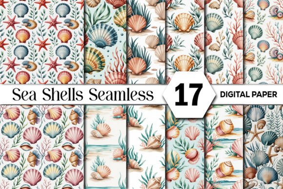 Sea Shells Seamless Digital Paper Pack