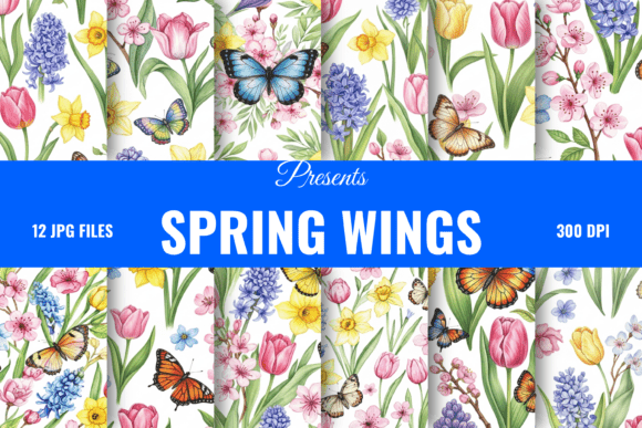 Seamless Watercolour Spring Floral Pack