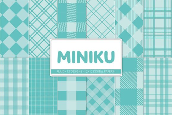 Turquoise Plaid Digital Papers Pack: A Fresh Take on Modern Craft Design