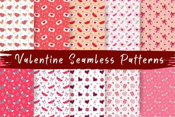 Valentine Seamless Pattern Bundle PNG