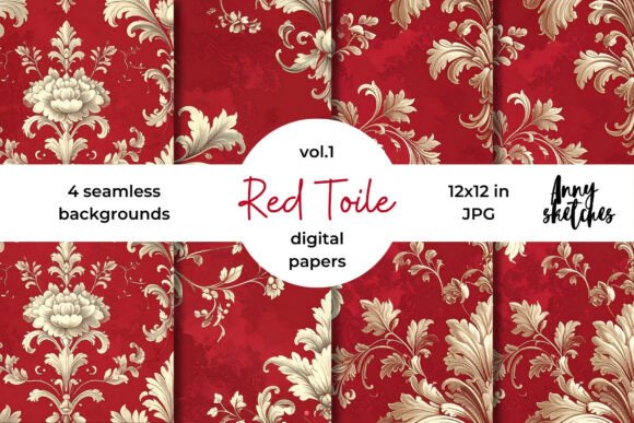 Valentine Toile De Jouy Digital Papers