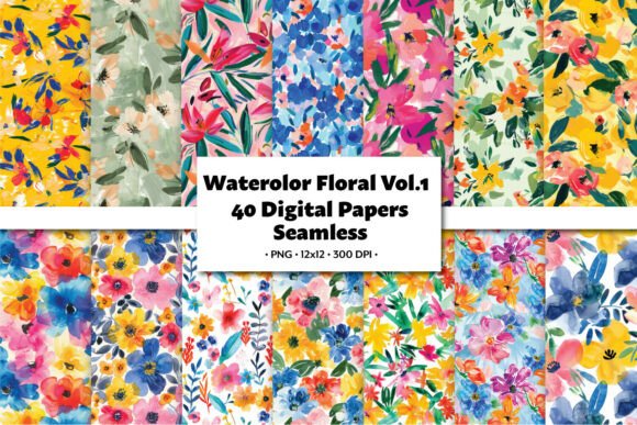 Watercolor Floral Vol.1 Seamless Pattern: A Versatile Tool for Creative Workflows